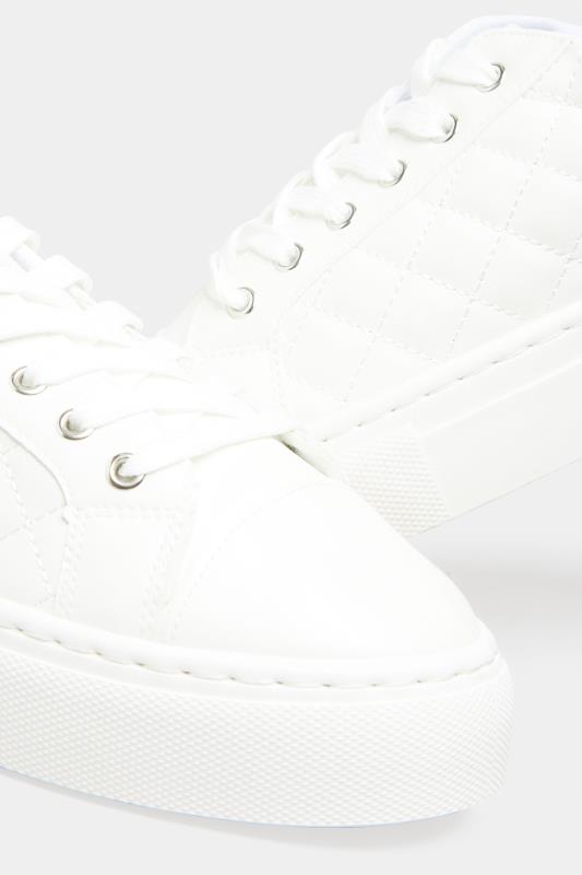 White Quilted Trainers In  Extra Wide EEE Fit | Yours Clothing 4