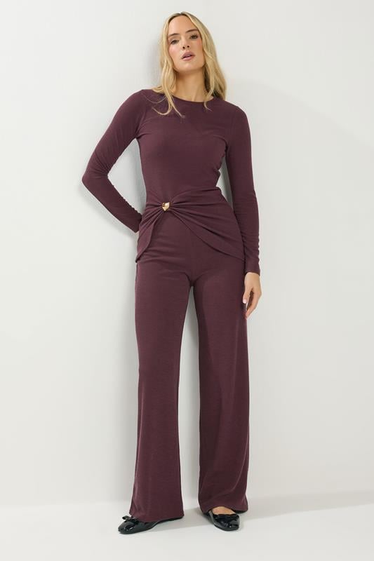 LTS Tall Women's Berry Red Metal Trim Textured Top | Long Tall Sally 2