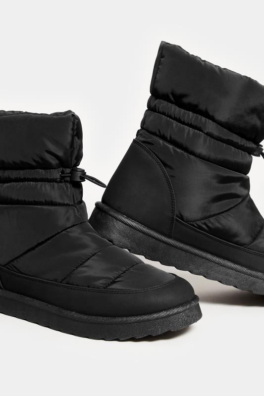 Black Padded Snow Boots In Wide E Fit & Extra Wide EEE Fit | Yours Clothing 5
