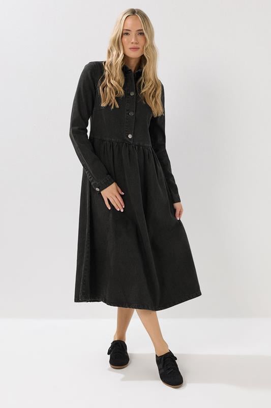 LTS Tall Black Denim Midaxi Dress | Long Tall Sally 1