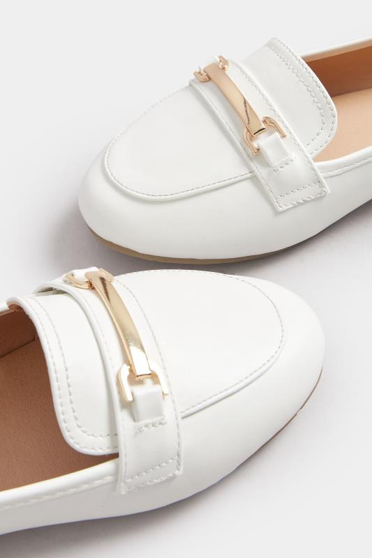 White Buckle Loafers In Extra Wide EEE Fit | Yours Clothing 5