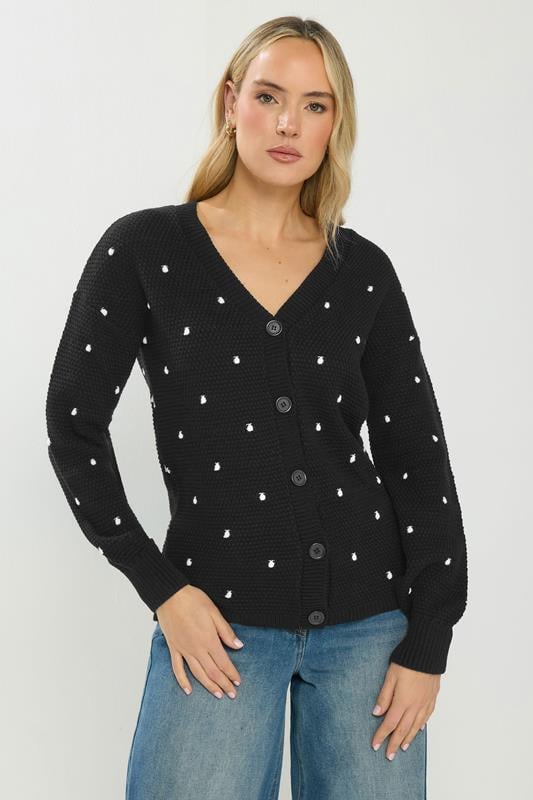 Tall  LTS Tall Black & White Polka Dot Cardigan