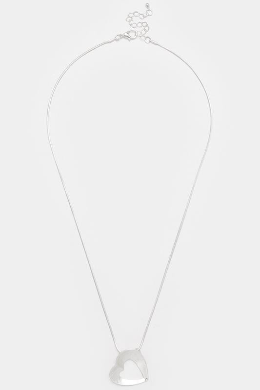 Silver Tone Brushed Heart Necklace | Yours Clothing 2