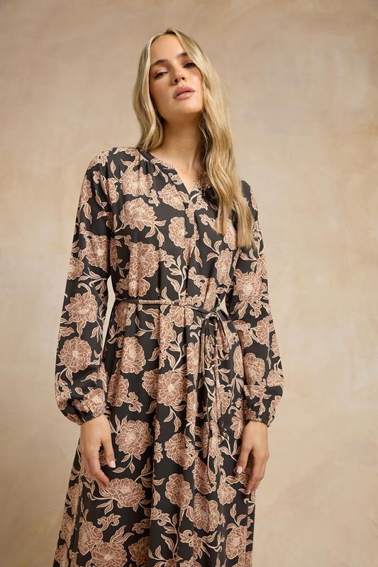 LTS Tall Brown Floral Belted Maxi Dress | Long Tall Sally 2