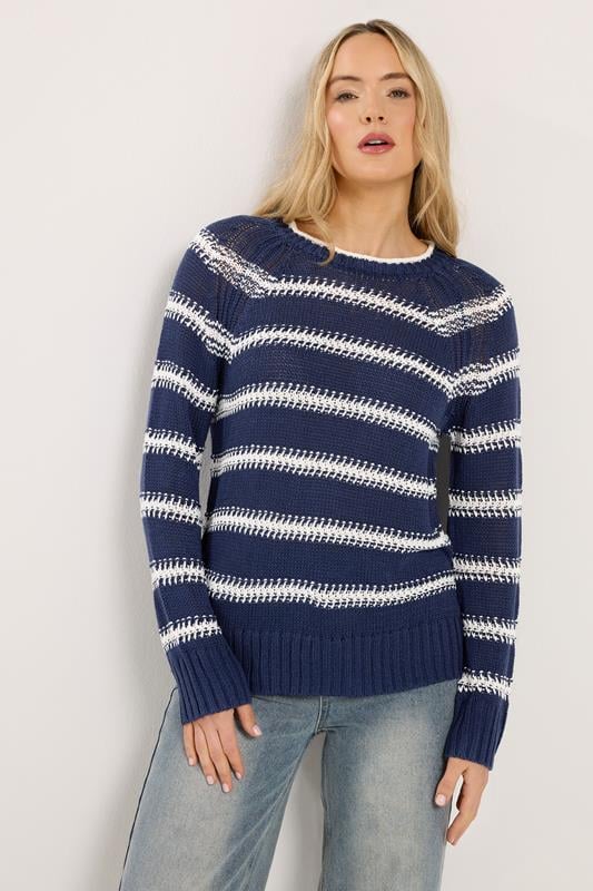 Tall  LTS Tall Navy Blue & White Stripe Knit Jumper