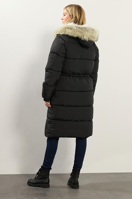 LTS Tall Black Padded Midi Coat | Long Tall Sally 3