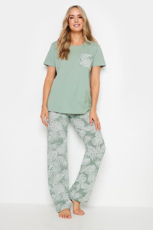 LTS Tall Mint Green Leaf Palm Print Pyjama Set | Long Tall Sally 2