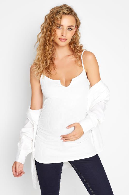 Tall  LTS Tall Maternity White Ribbed Cami Top
