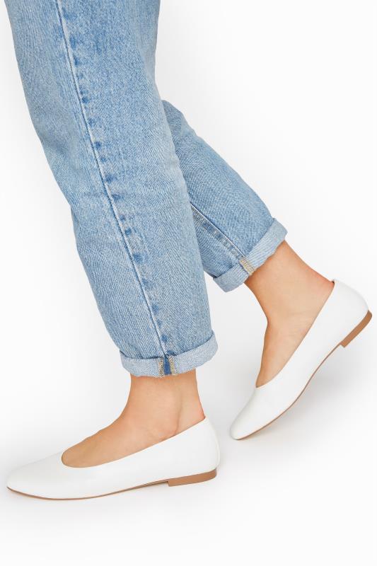 Tall  LTS Off-White Almond Toe Ballerinas In Standard Fit