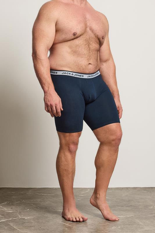 JACK & JONES Big & Tall 3 Pack White/Grey/Navy Blue Boxers | BadRhino 1