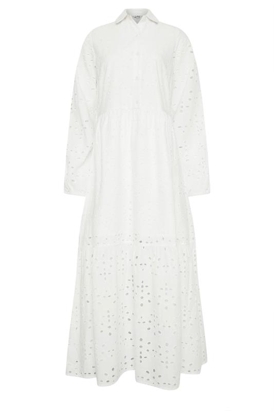 LTS Tall Women's White Broderie Anglaise Maxi Shirt Dress | Long Tall Sally 6