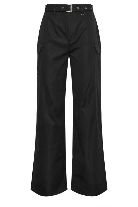 LTS Tall Women's Black Belted Wide Leg Cargo Trousers | Long Tall Sally 6