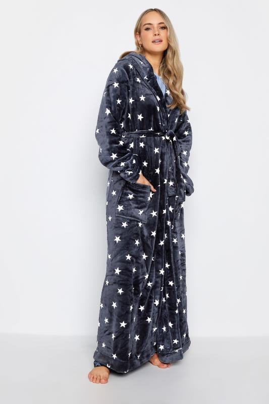 LTS Tall Women's Navy Blue Star Print Maxi Dressing Gown | Long Tall Sally 1