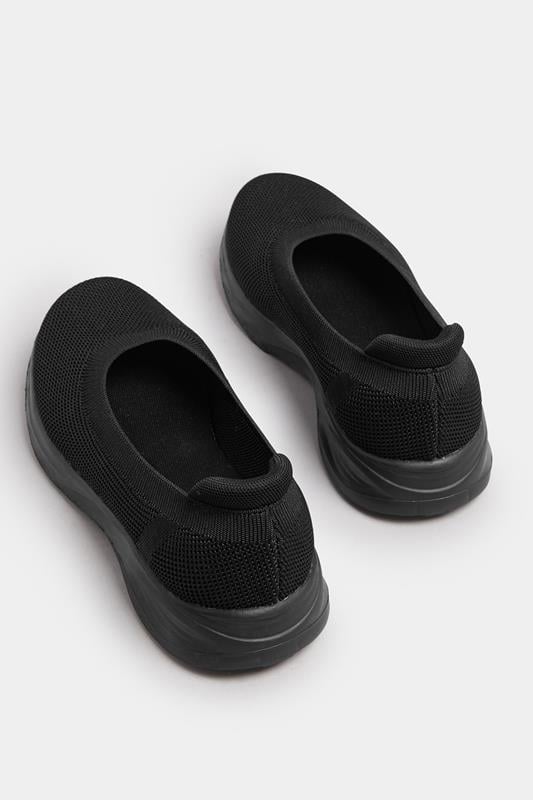 Black Slip On Knit Trainers In Extra Wide EEE Fit | Yours Clothing 3