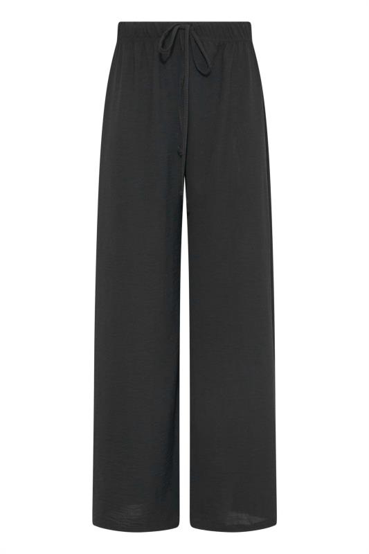 LTS Tall Black Crepe Wide Leg Cropped Trousers | Long Tall Sally 4