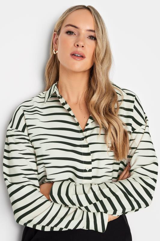 LTS Tall White & Black Zebra Print Classic Collar Shirt | Long Tall Sally  4