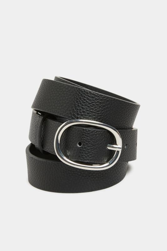 Black Textured Oval Buckle Belt | Yours Clothing 2