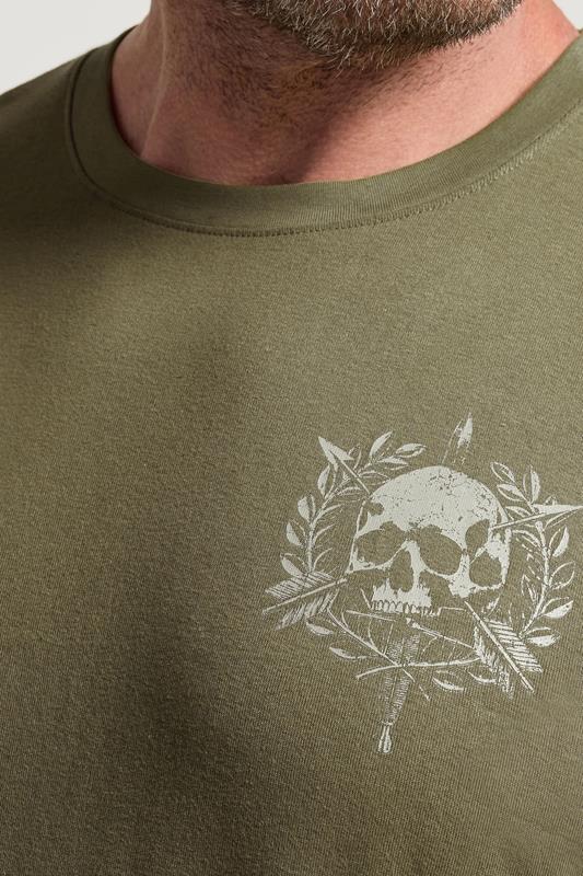 BadRhino Big & Tall Olive Green Skull Emblem Graphic T-Shirt | BadRhino 6