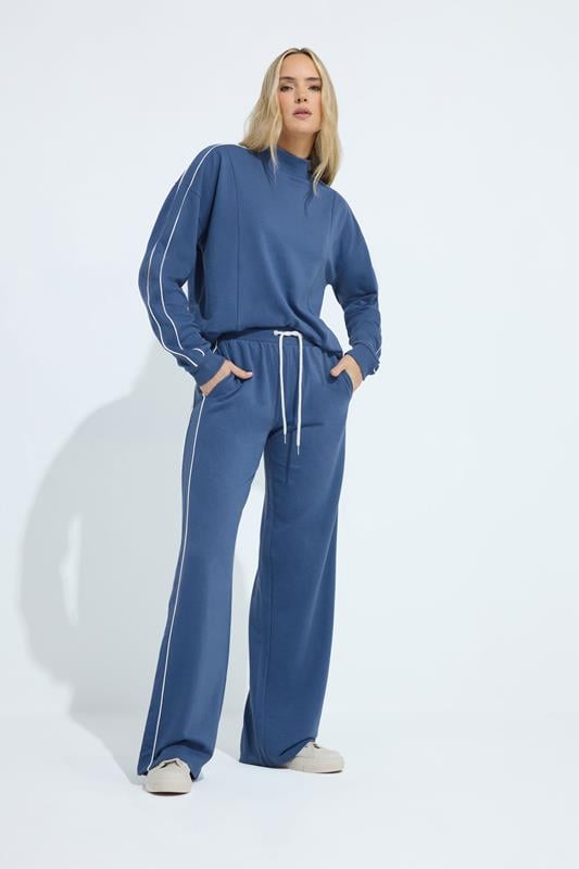 Tall  LTS Tall Blue Piped Wide Leg Joggers