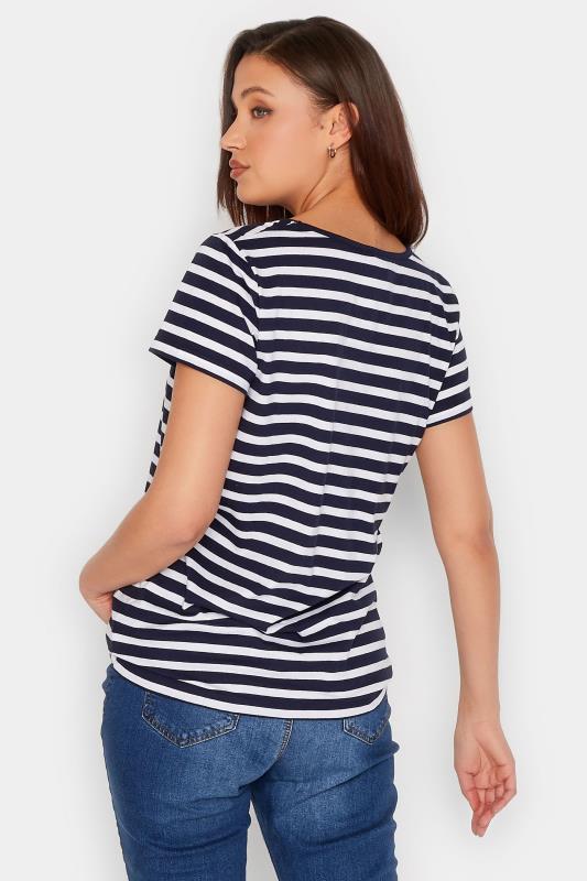 LTS Tall Womens 2 PACK Navy Blue & Coral Pink Stripe V-Neck T-Shirts | Long Tall Sally 5