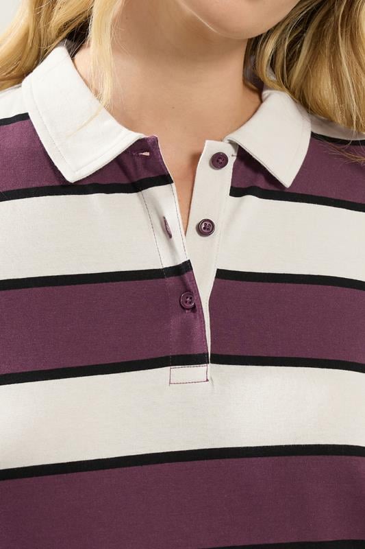 LTS Tall Ivory White Striped Jersey Polo Top | Long Tall Sally 4