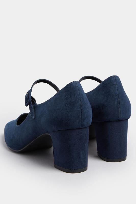 LTS Navy Blue Faux Suede Mary Jane Block Heel In Standard Fit | Long Tall Sally 3