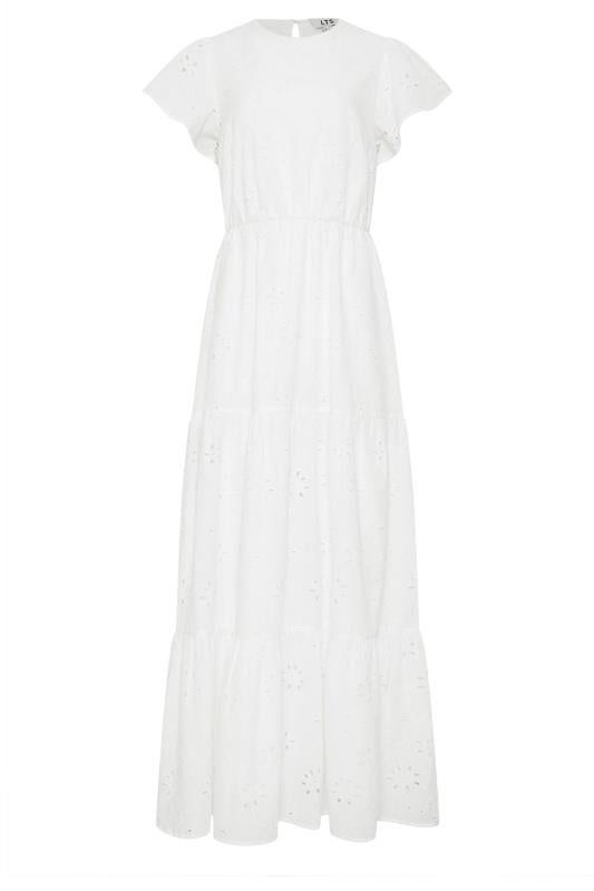LTS Tall White Broderie Flutter Sleeve Maxi Dress | Long Tall Sally 5