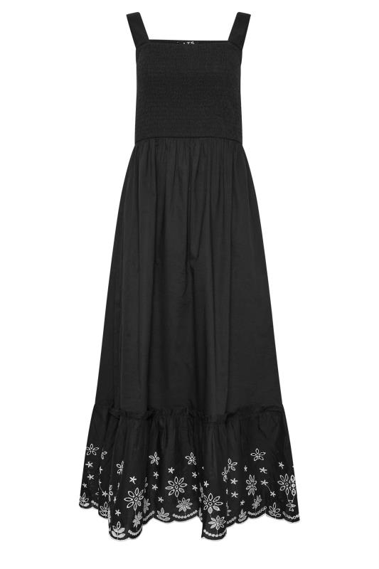 LTS Tall Black Broderie Hem Strappy Midaxi Dress | Long Tall Sally 5