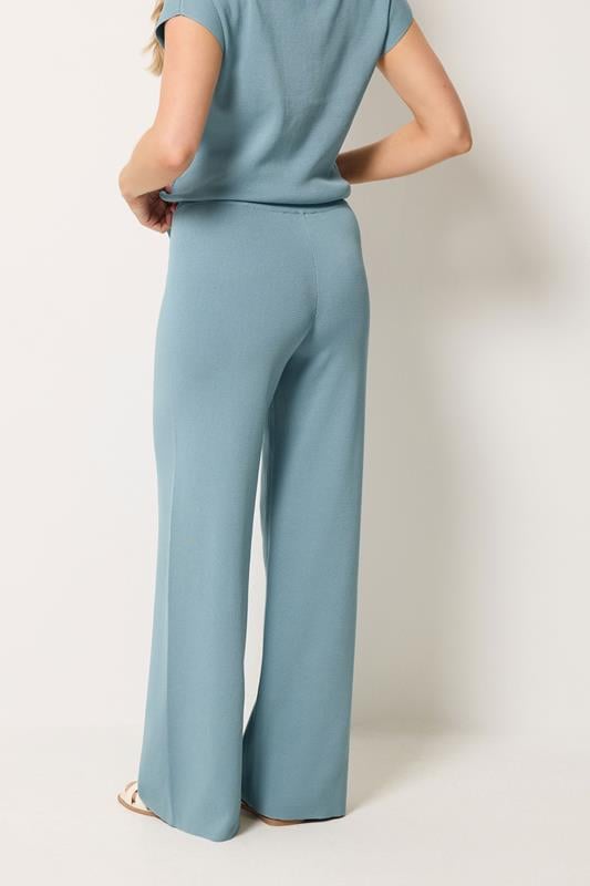 LTS Tall Women's Light Blue Knitted Wide Leg Trousers | Long Tall Sally 2