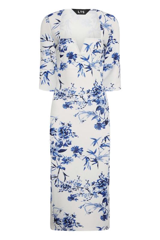 Tall Women's LTS White Floral Print Notch Neck Midi Dress | Long Tall Sally 6