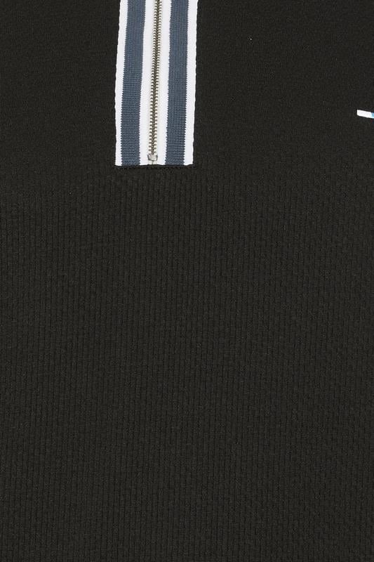 BadRhino Big & Tall Navy Blue Waffle Texture Zip Polo Shirt | BadRhino 8