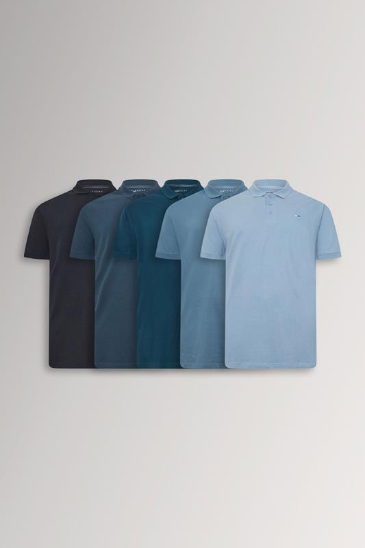 BadRhino Big & Tall 5 PACK Navy Blue & Light Blue Polo Shirts | BadRhino 1