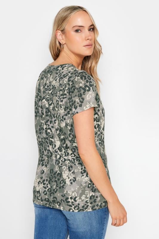 LTS Tall Grey Camo Leopard Print V-Neck Top | Long Tall Sally 3