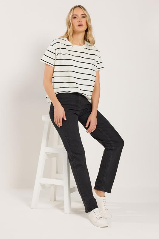 LTS Tall Women's White Stripe Cotton Oversized T-Shirt | Long Tall Sally 1