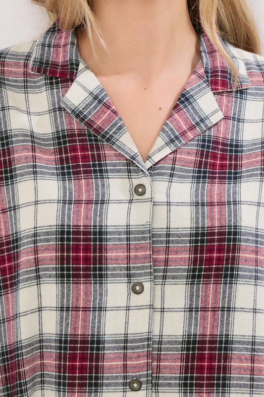 LTS Tall Ivory White & Red Cotton Check Pyjama Set | Long Tall Sally 5