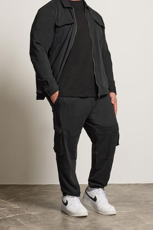 Men's  STUDIO A Big & Tall Black Cargo Joggers