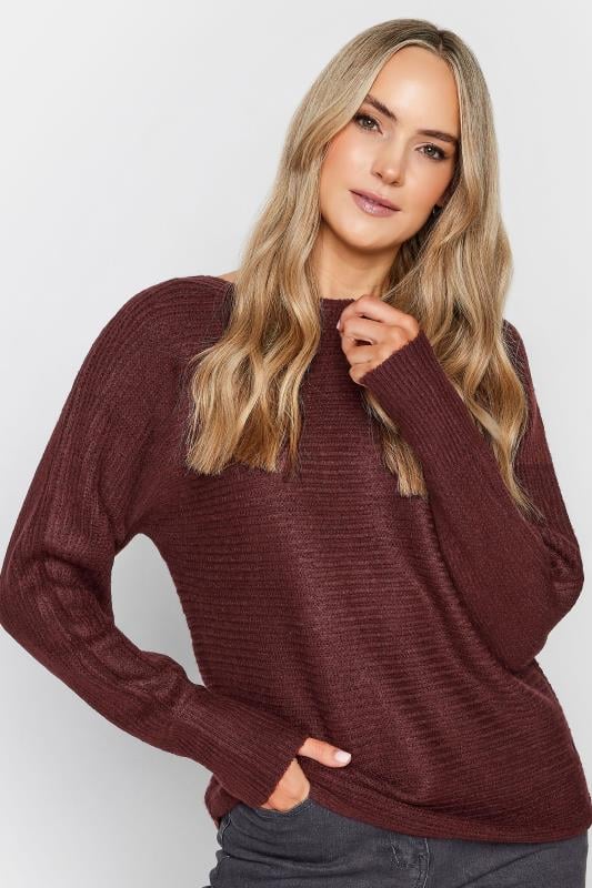 LTS Tall Womens Burgundy Red Long Sleeve Knit Jumper | Long Tall Sally  1