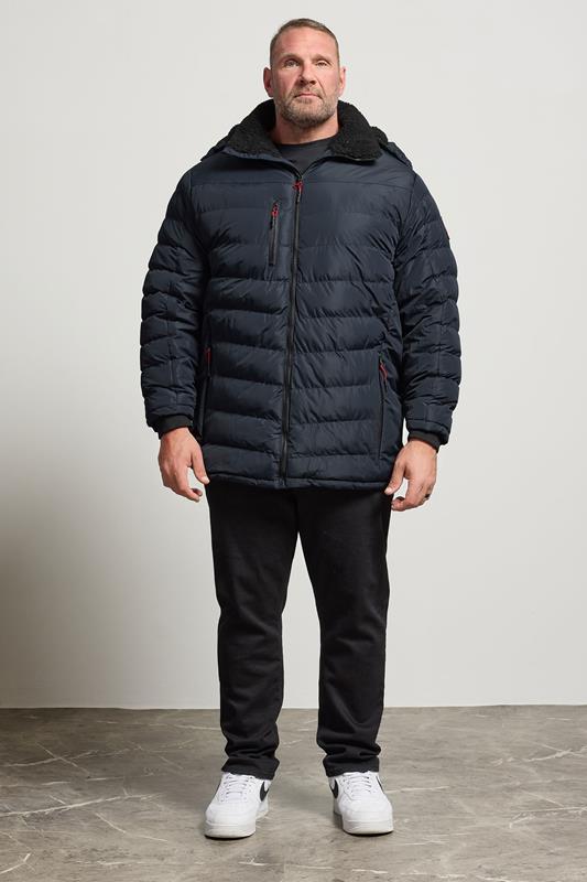 D555 Big & Tall Navy Blue Sherpa Lined Puffer Jacket | BadRhino 2