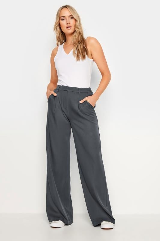 LTS Tall Womens Grey Tailored Wide Leg Trousers | Long Tall Sally 1