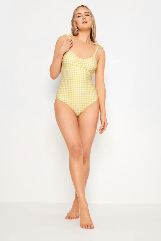 LTS Tall Women's Yellow Gingham Tie Shoulder Swimsuit | Long Tall Sally 2