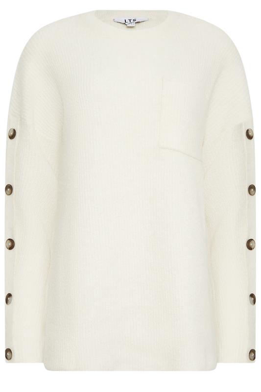 LTS Tall Ivory White Button Long Sleeve Jumper | Long Tall Sally  6