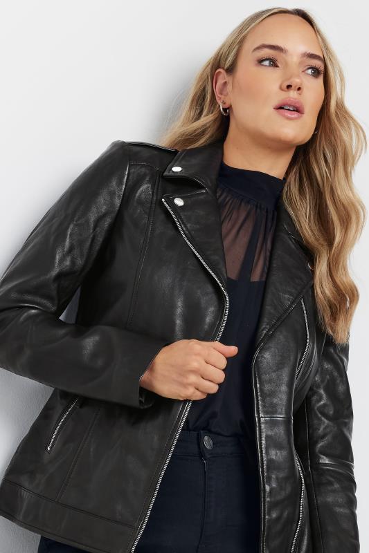 LTS Tall Women s Black Leather Biker Jacket Long Tall Sally