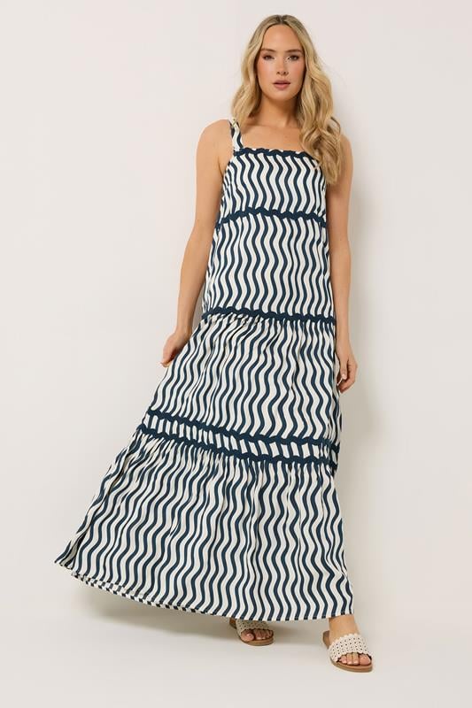 LTS Tall Women's Ivory White & Blue Swirl Maxi Dress | Long Tall Sally 1