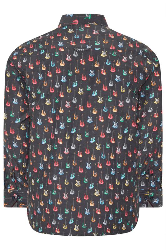 D555 Big & Tall Navy Blue Guitar Print Shirt | BadRhino 2