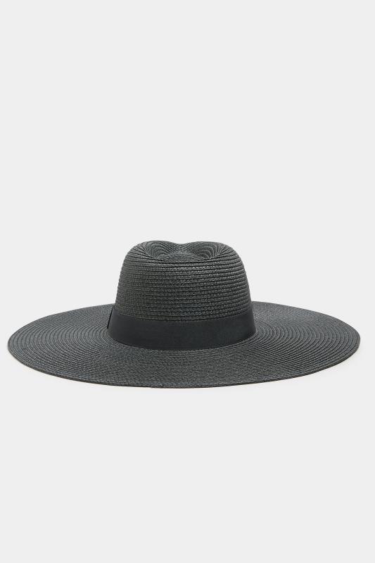 Black Wide Brim Straw Fedora Hat | Yours Clothing  2
