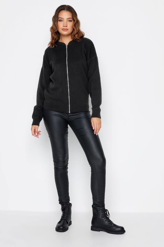 LTS Tall Black Knitted Bomber Jacket | Long Tall Sally  2