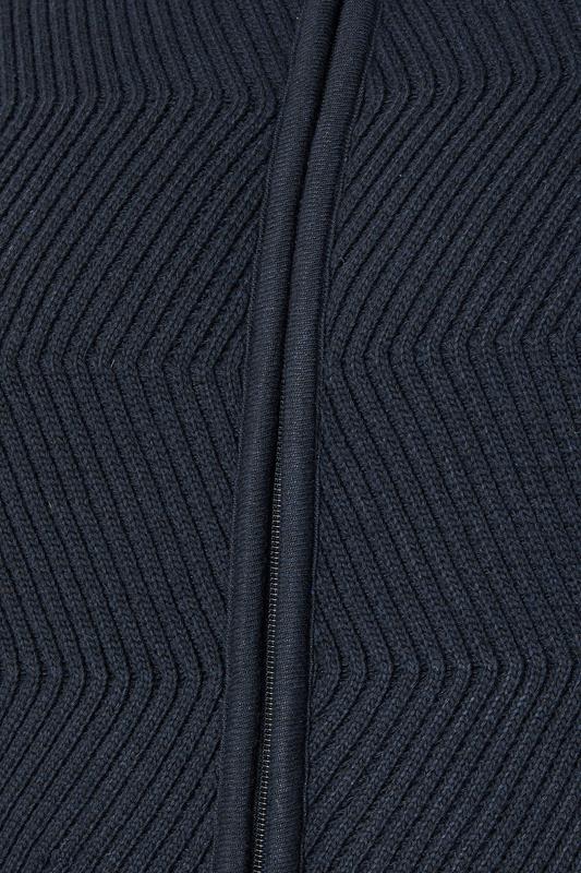 BadRhino Big & Tall Navy Blue Fleece Lined Ribbed Zip Through Ribbed Jumper | BadRhino 8