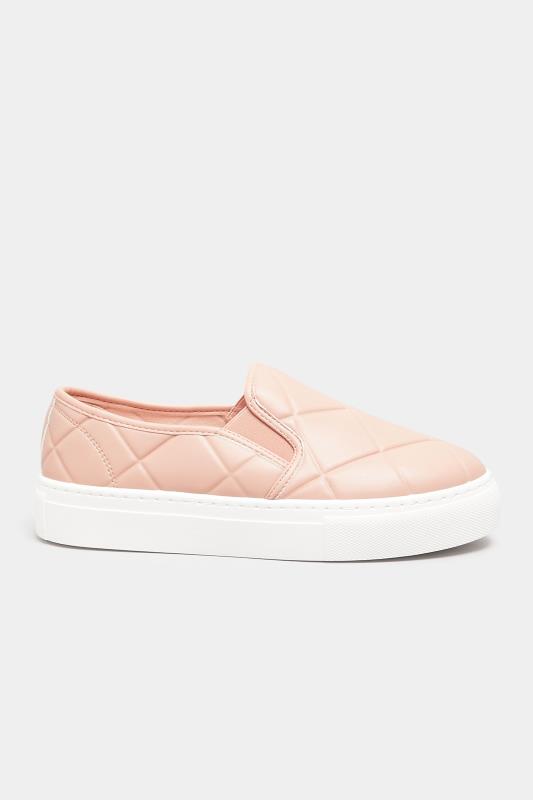 Pink Quilted Slip-On Trainers In Extra Wide Fit | Yours Clothing 3