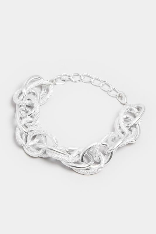 Silver Tone Textured Chunky Chain Bracelet | Yours Clothing 2