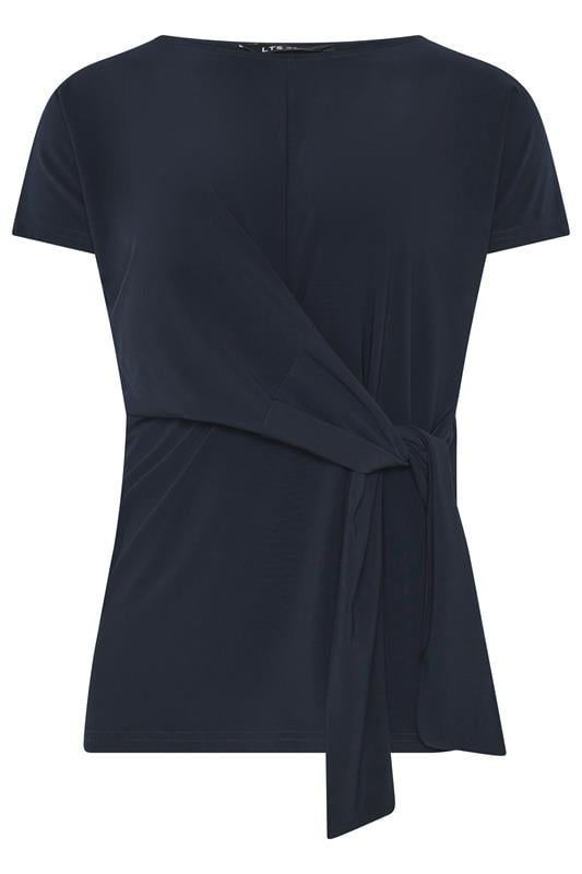 LTS Tall Women's Navy Blue Tie Detail Top | Long Tall Sally 5